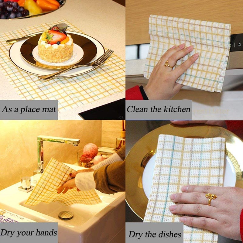 Sionoiur Cleaning Towels Disposable Dish Cloths Nonstick Fiber Reusable Handy Wipes House Kitchen Cleaning Cloth Wiping Rags Placemats Absorbent Dry Quickly, A Box of 30 Pcs - Image 3